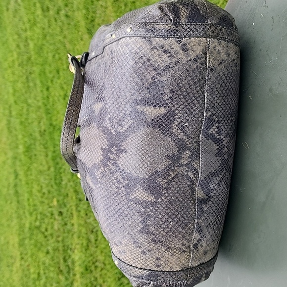 Coach Light Grey/Beige Python Embossed Leather Shoulder Tote Bag - Picture 5 of 15